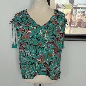 DR2 Teal Paisley Print Blouse L